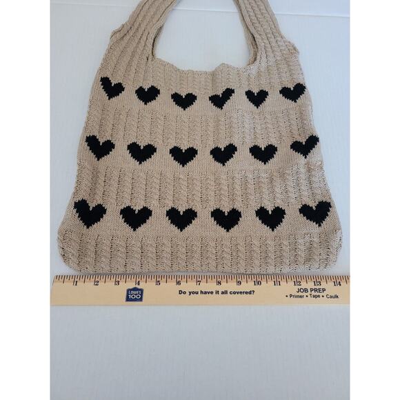 Crochet Boho Tote Bag Knitted Heart-Shaped Shoulder Totebag‎ handbag - Picture 6 of 6